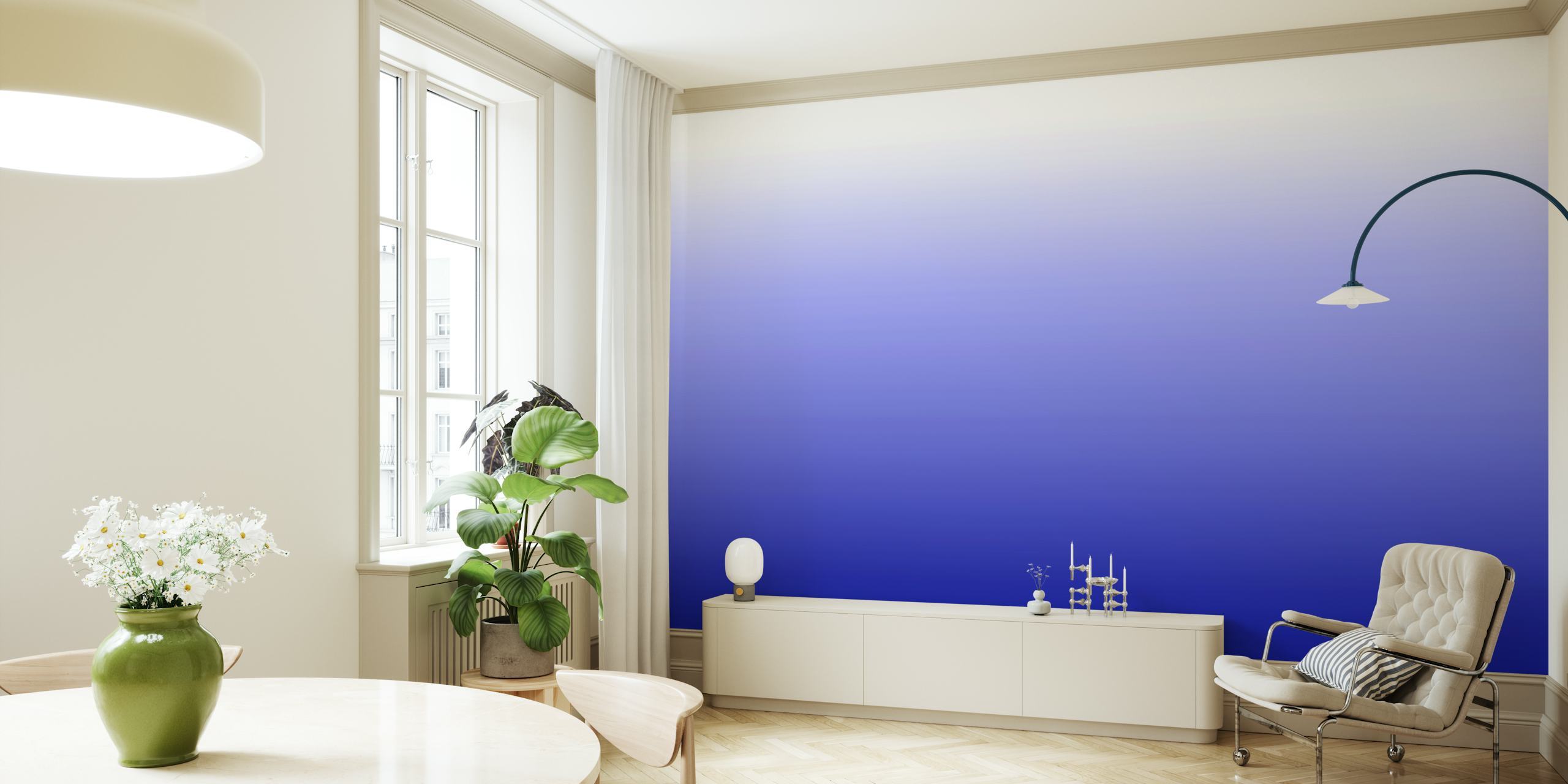 Gradient wallpaper blending from light phthalo blue to dark blue